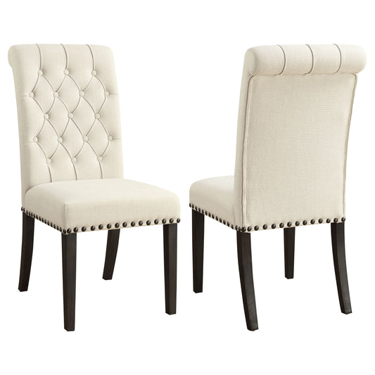 Alana Upholstered Dining Side Chair Beige Smokey Black (Set of 2)