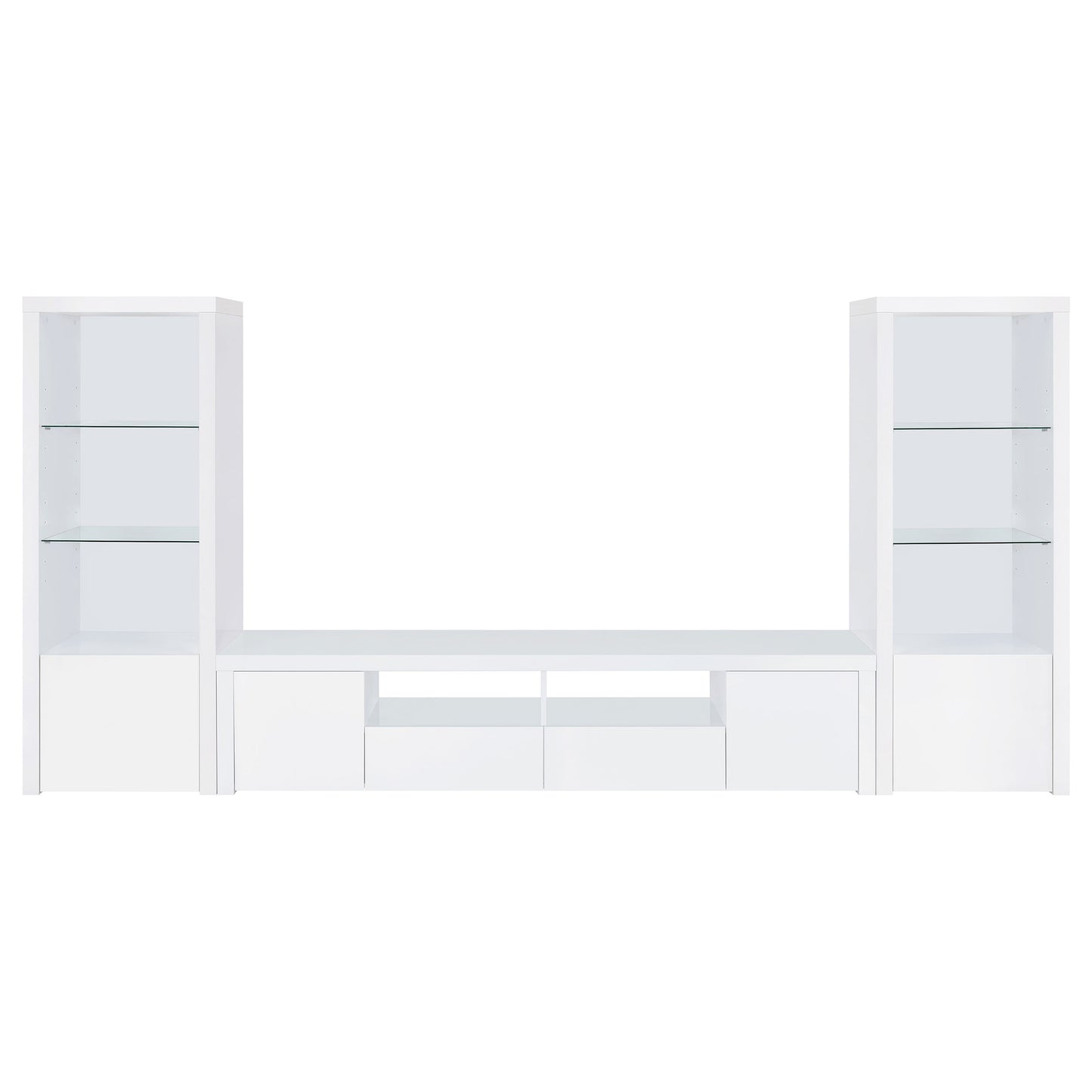 Jude 2-door 79" TV Stand With Drawers White High Gloss