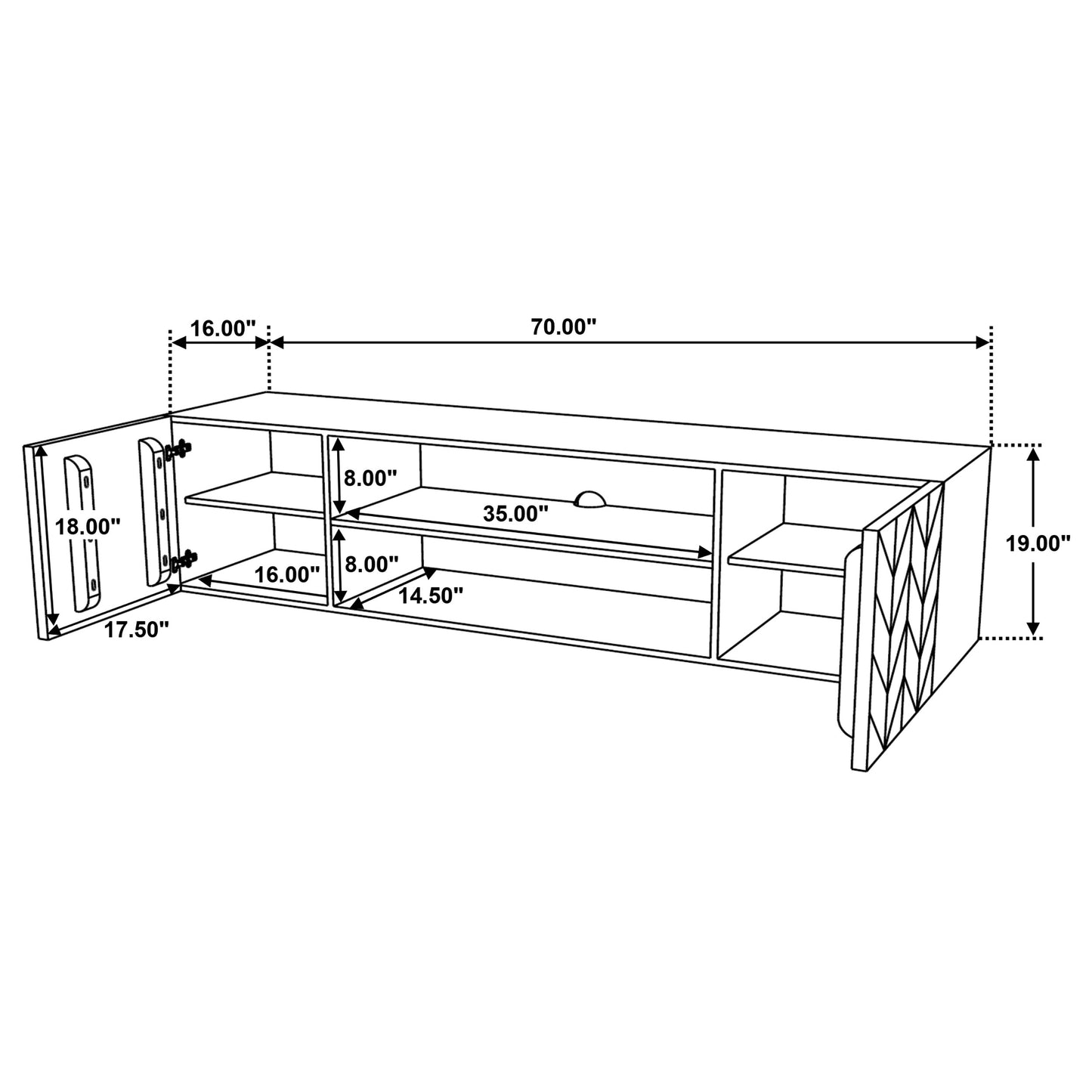 Keese 2-door 70" TV Stand with Storage Shelves Mango Brown