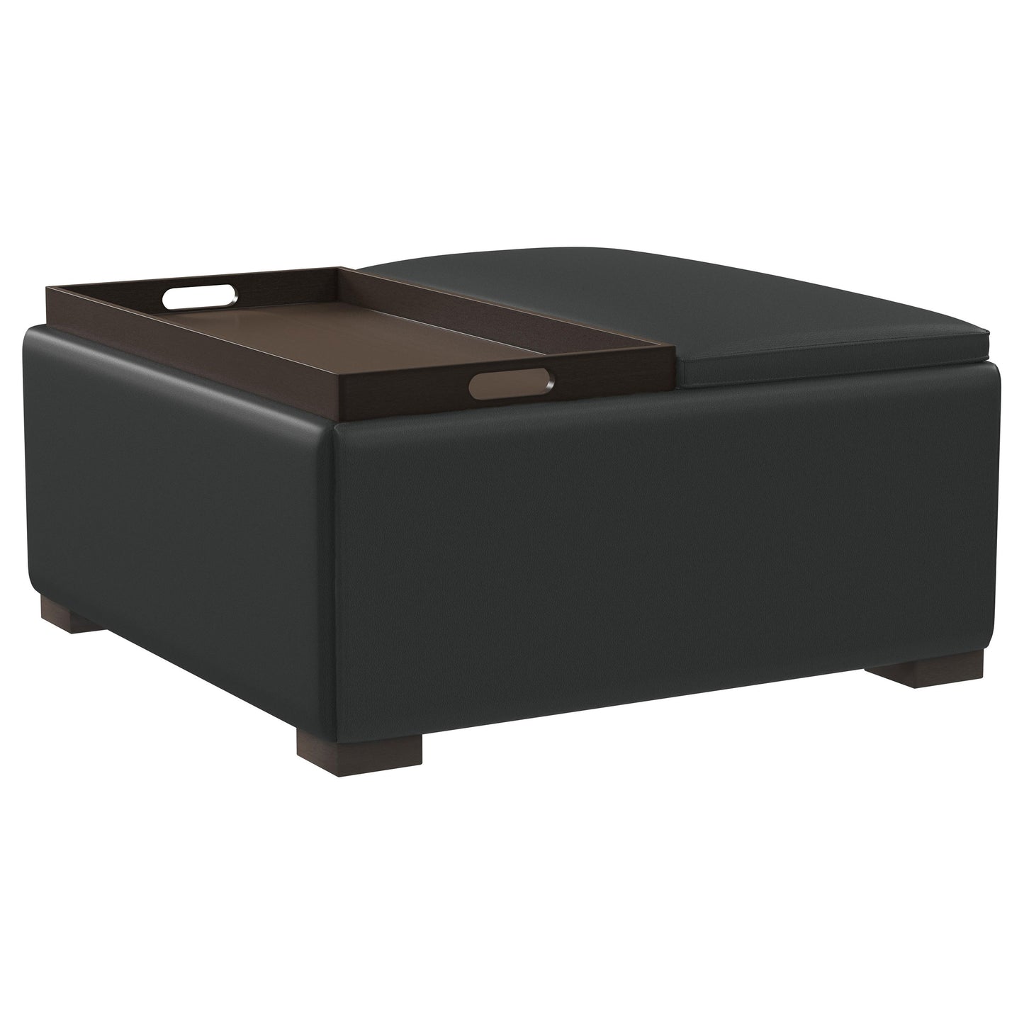 Paris Multifunctional Upholstered Storage Ottoman with Utility Tray Black