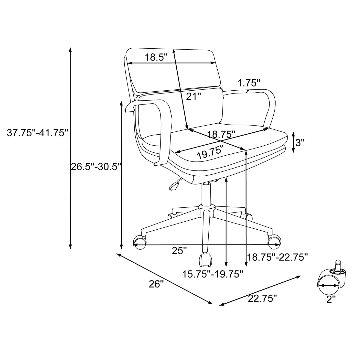 Ximena Standard Back Upholstered Office Chair White