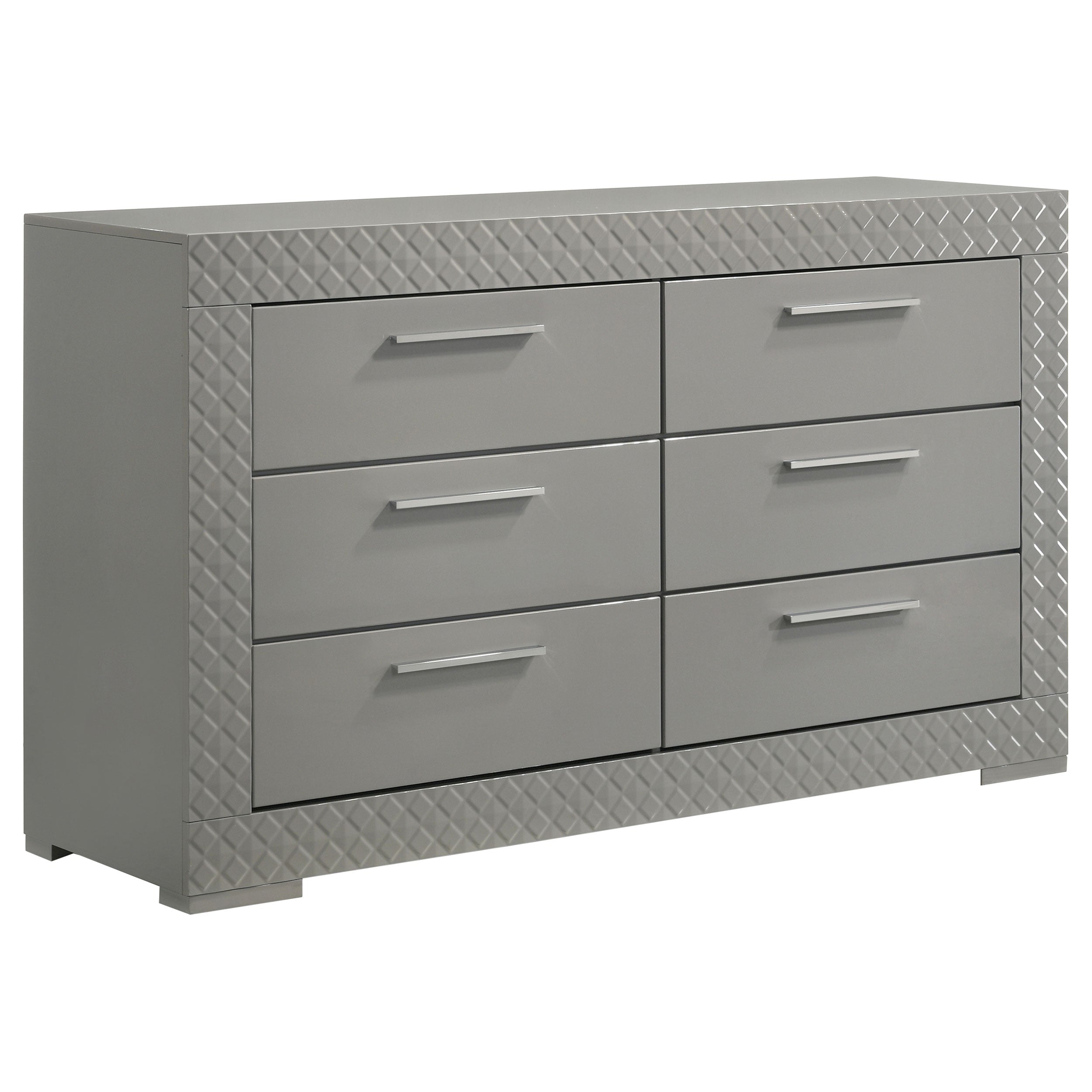 Ives 6-drawer Dresser Cabinet Grey High Gloss – New Age Chicago Furniture Co Ives 6-drawer Dresser Cabinet Grey High Gloss – New Age Chicago Furniture Co