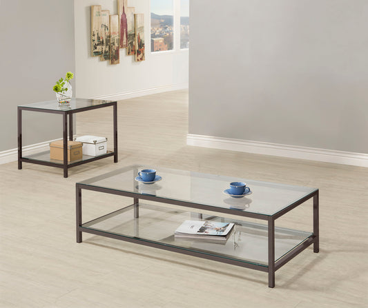 Trini 2-piece Coffee and End Table Set Black Nickel
