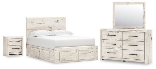 Lawroy Full Panel Storage Bed with Mirrored Dresser and Nightstand