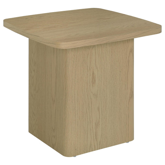 Fraser Transitional Square Pedestal End Table in Greige