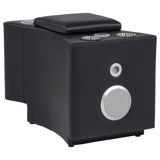 Madden Faux Leather Bluetooth Audio Console with Power Outlet Black
