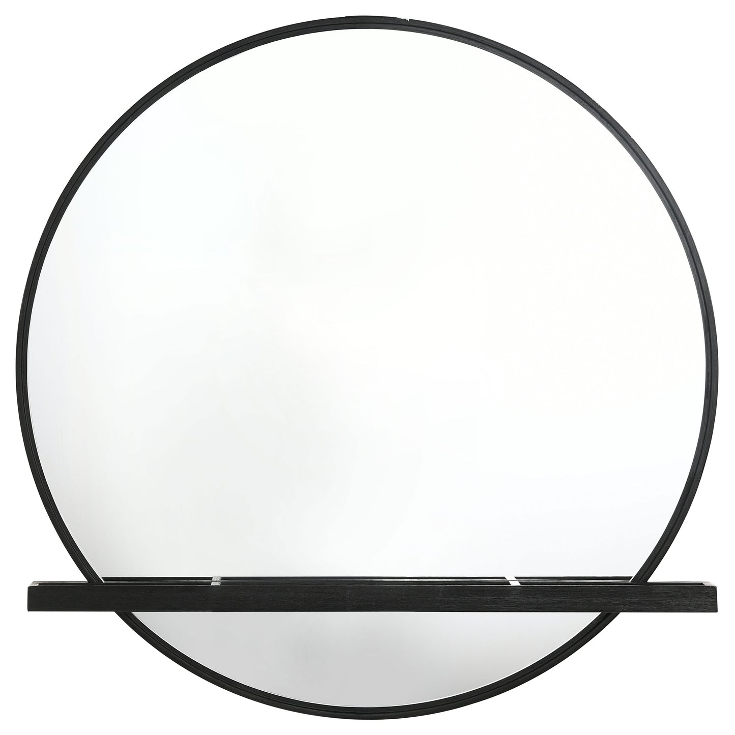 Arini Round Dresser Mirror with Shelf Black