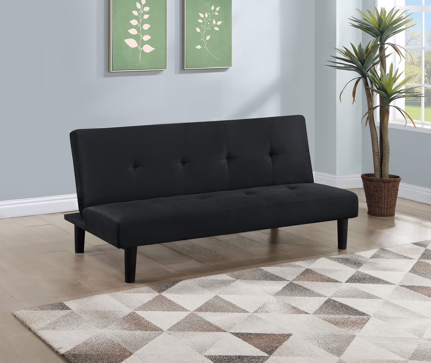 Stanford Multipurpose Upholstered Tufted Convertible Sofa Bed Black