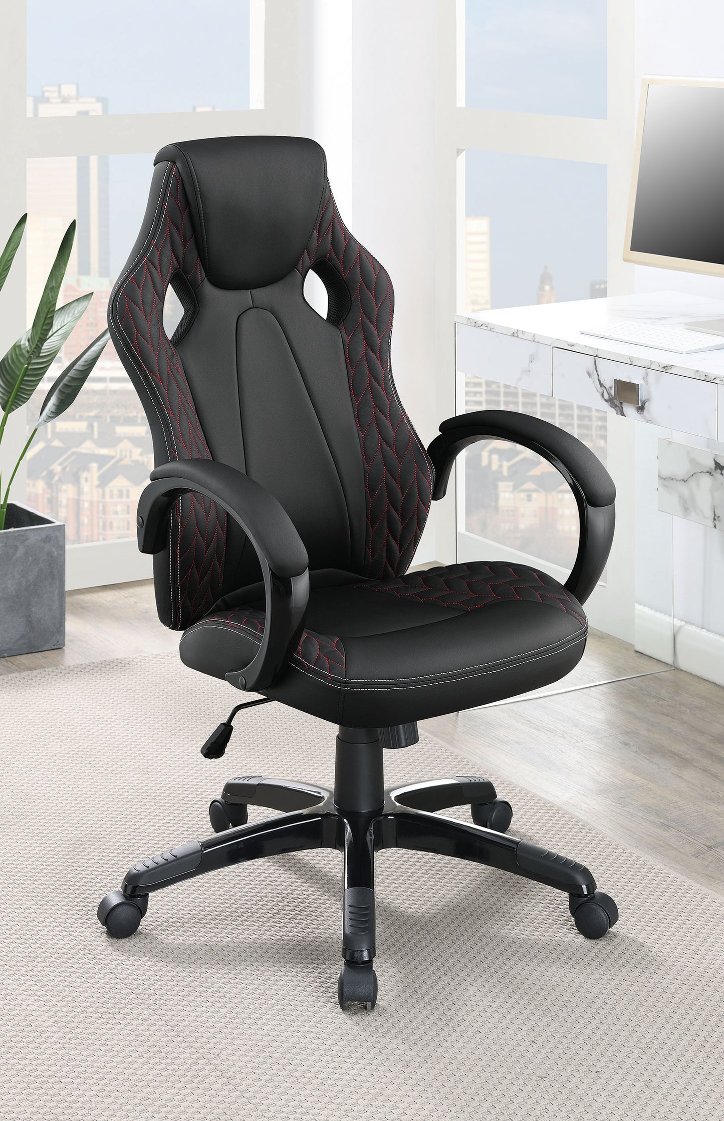 Carlos Arched Armrest Upholstered Office Chair Black