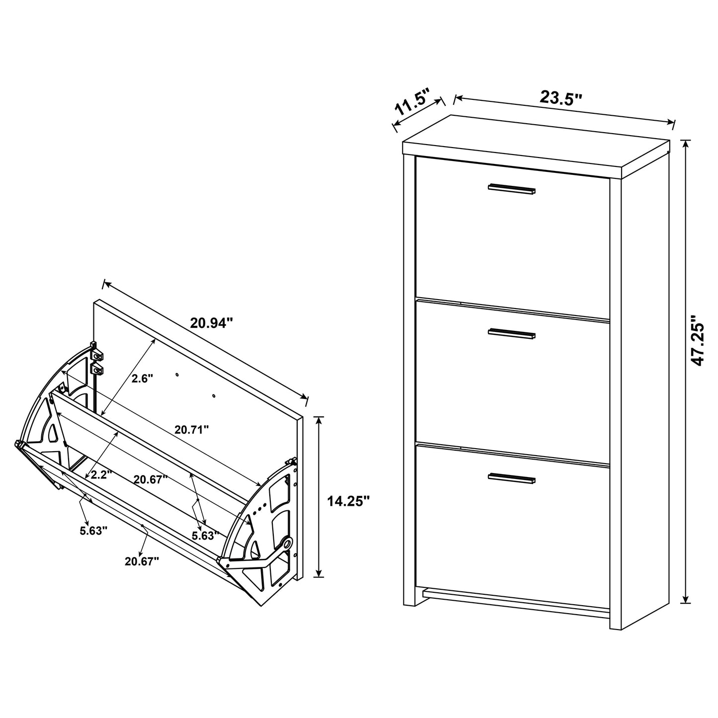 Vivian 3-drawer Shoe Cabinet Black