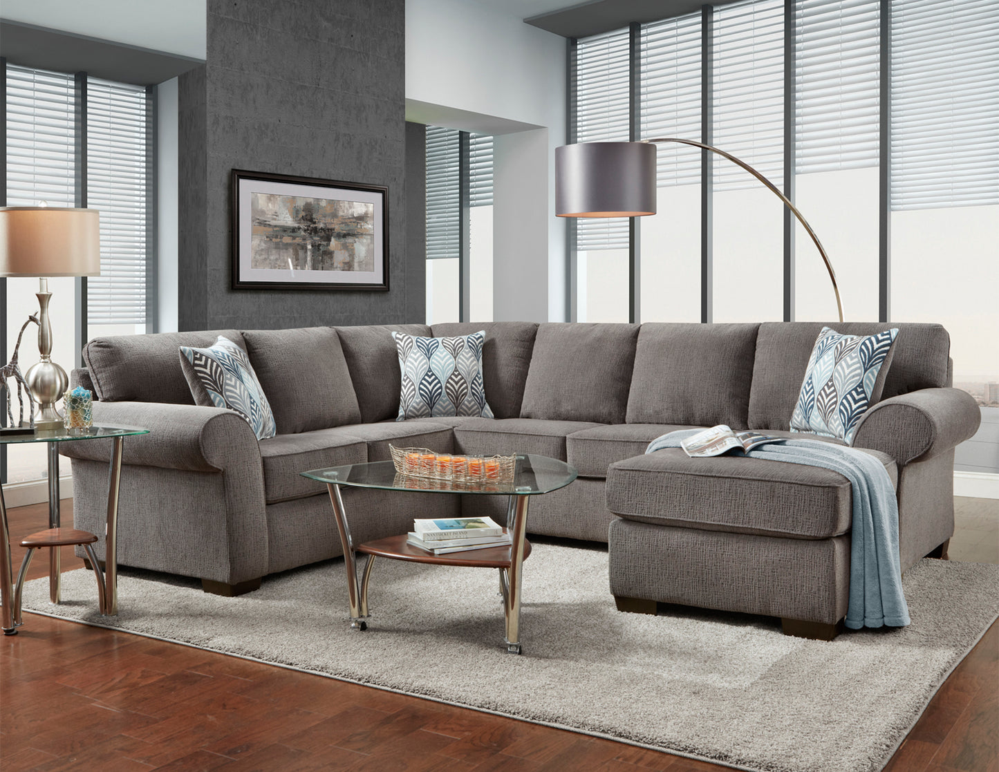 Contemporary 3-Piece Sectional W/ Movable Chaise
