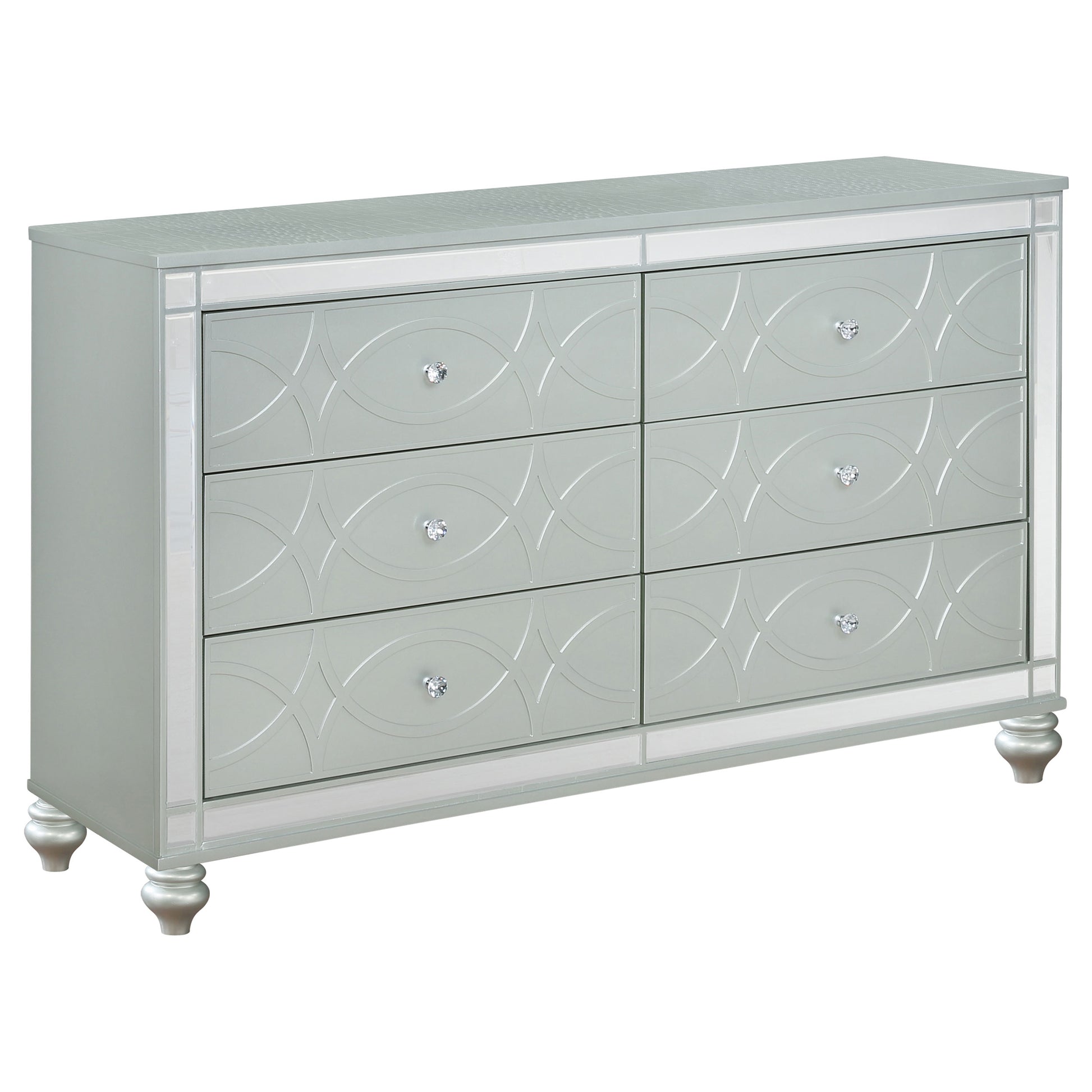 Gunnison 4-piece Eastern King Bedroom Set Silver Metallic New Age Chicago Furniture Co. Gunnison 4-piece Eastern King Bedroom Set Silver Metallic New Age Chicago Furniture Co.