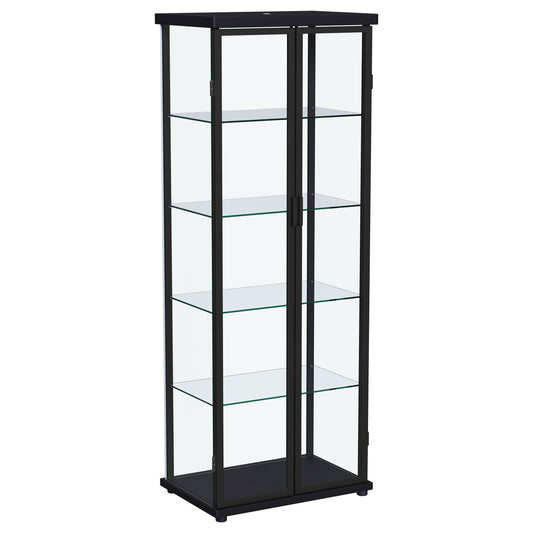 Aero 5-shelf Display Curio Cabinet with LED Lighting Black