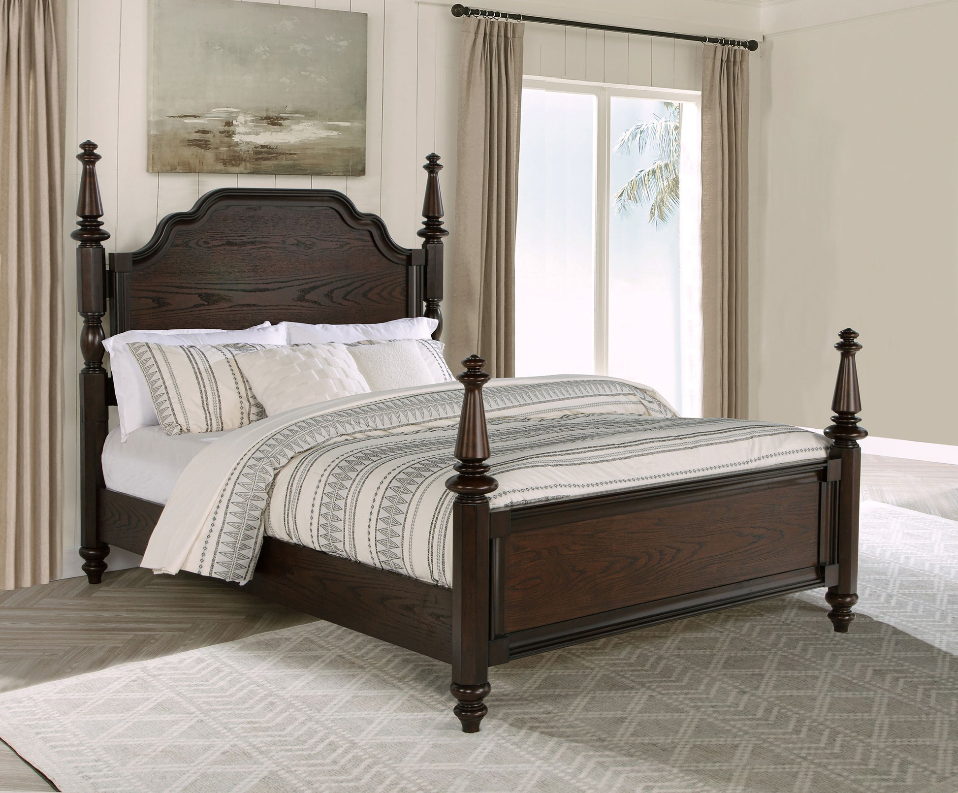 Andover 63-inch Four Poster Queen Bed Dark Oak – New Age Chicago