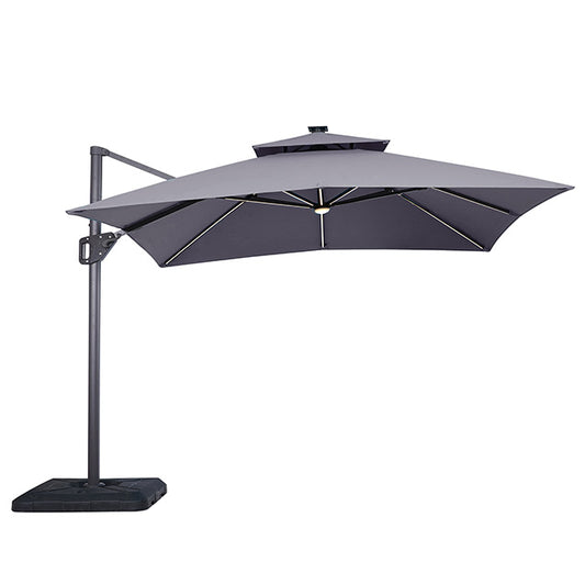 Aurora - 10 Ft Square Umbrella w/ Double Top w/ LED Light + 37" Large Base