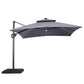 Aurora - 10 Ft Square Umbrella w/ Double Top w/ LED Light + 37" Large Base