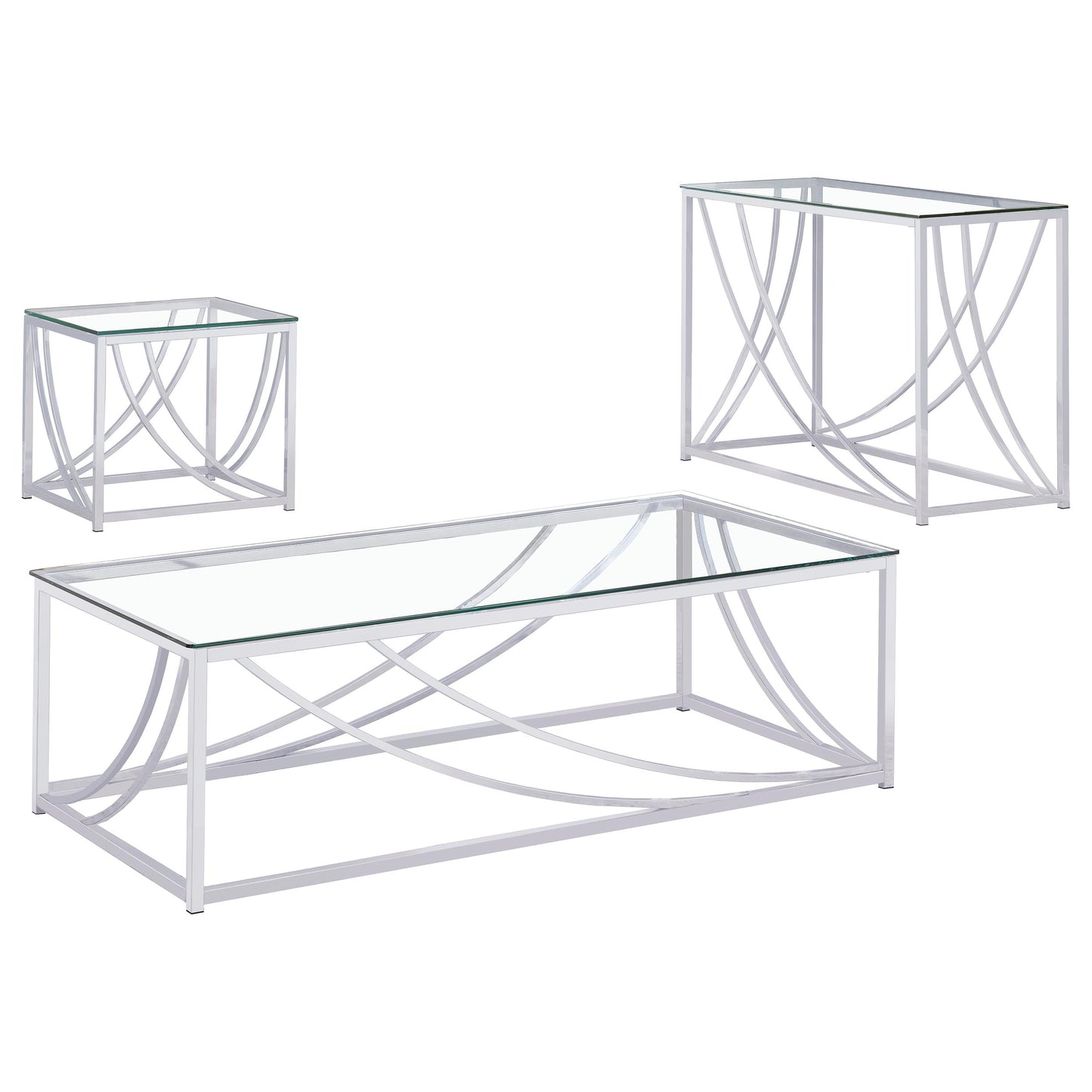 Lille 3-piece Glass Top Coffee And End Table Set Chrome
