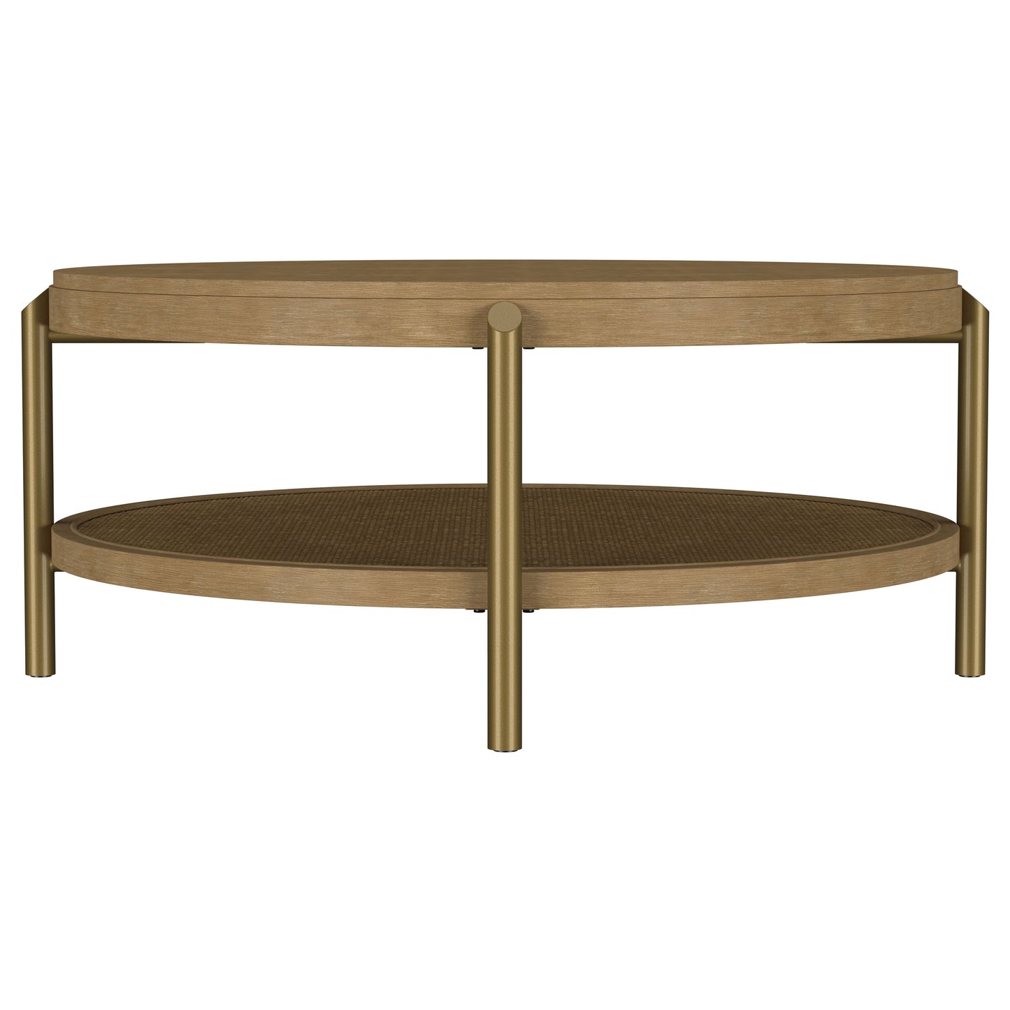 Arini Round Coffee Table With Storage Shelf Sand Wash
