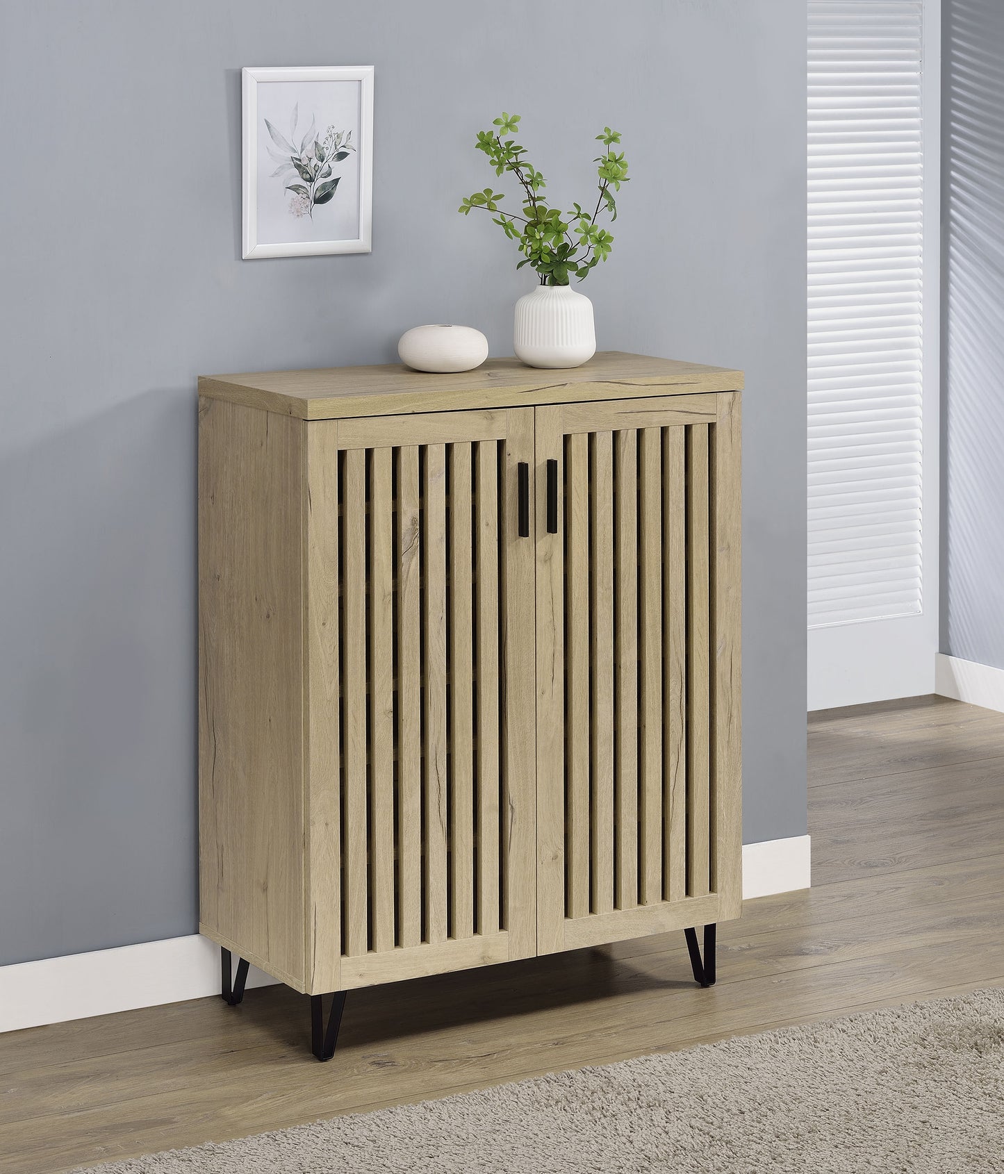 Brixton 2-door Entryway Shoe Storage Cabinets White Oak – New Age