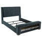 Preston Upholstered Eastern King Audio Flame Visualizer Bed Dark Blue