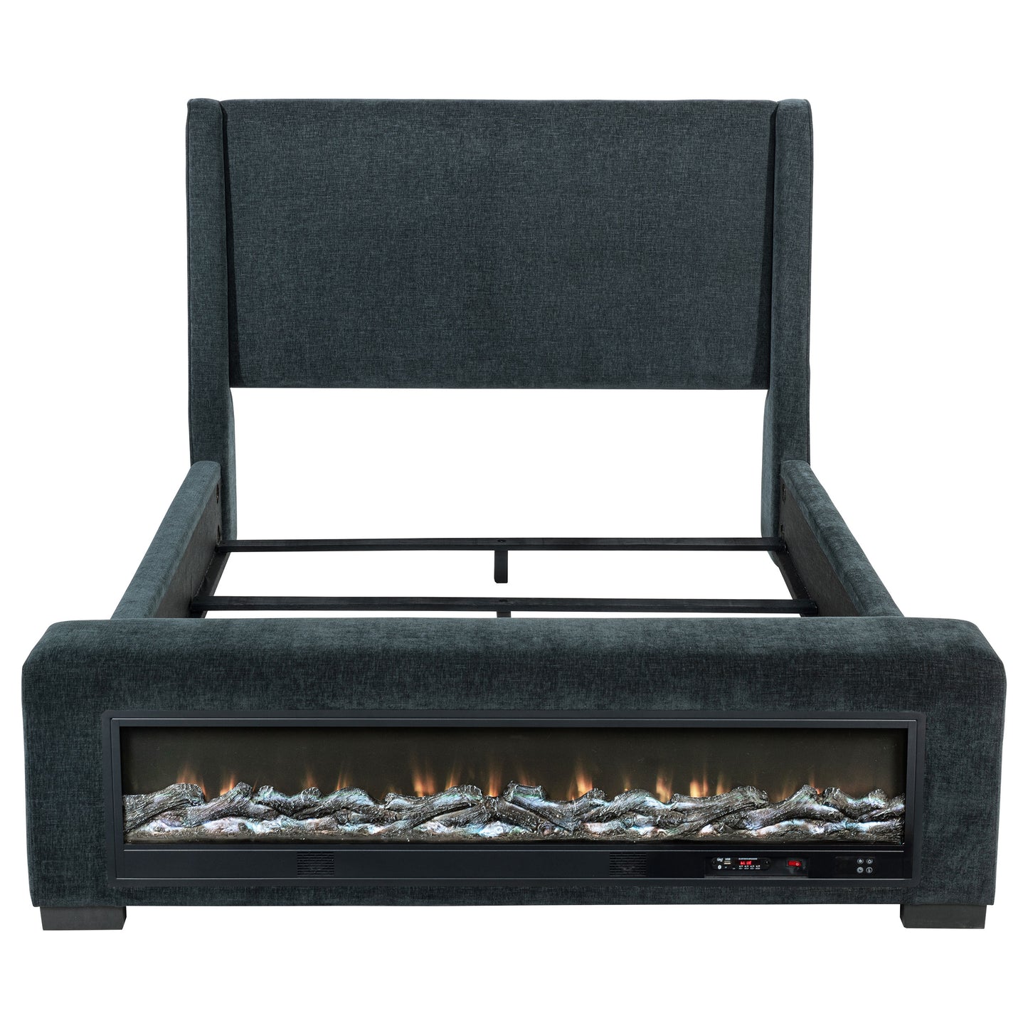 Preston Upholstered Queen Audio Flame Visualizer Bed Dark Blue