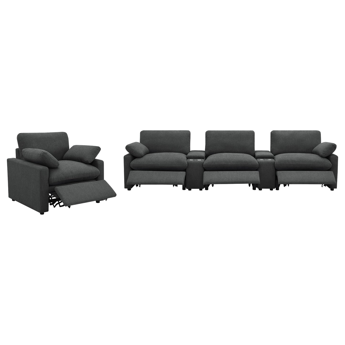 Collins 5-Piece Power Reclining Home Theater Seating Dark Grey