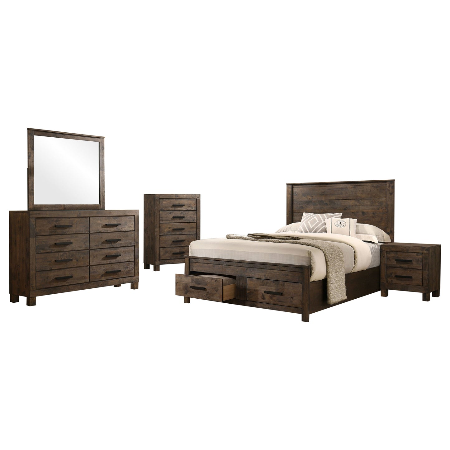 Woodmont 5-piece Queen Bedroom Set Rustic Golden Brown