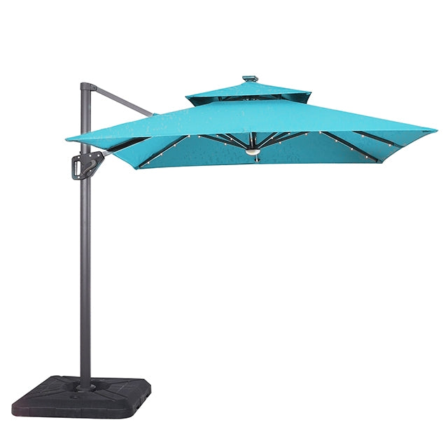 Xico - 8 Ft Square Umbrella w/ Double Top w/ LED Light + 37" Large Base