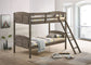 Flynn Wood Twin Over Twin Bunk Bed with Mattress Weathered Brown