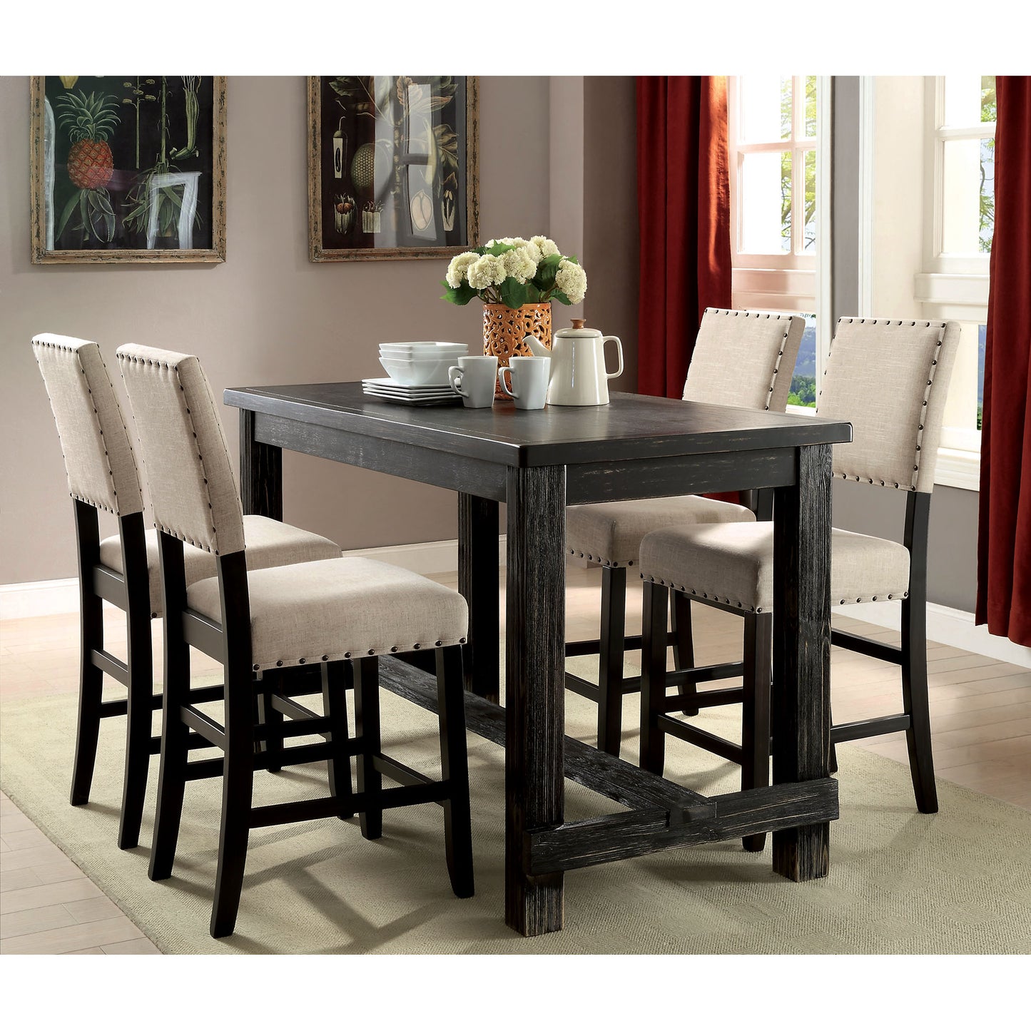 Sania - 4 Pc Counter Ht Table Set w/ Bench