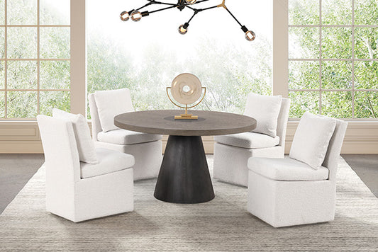 Broager - 5 Pc Dining Table Set (White Caster Chairs)