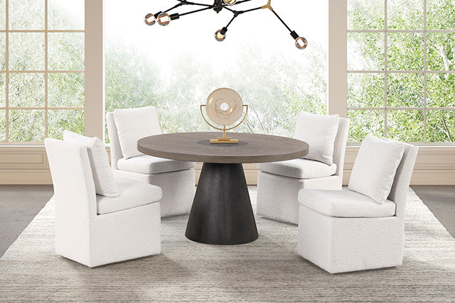 Broager - 5 Pc Dining Table Set (Light Gray Swivel Chairs)