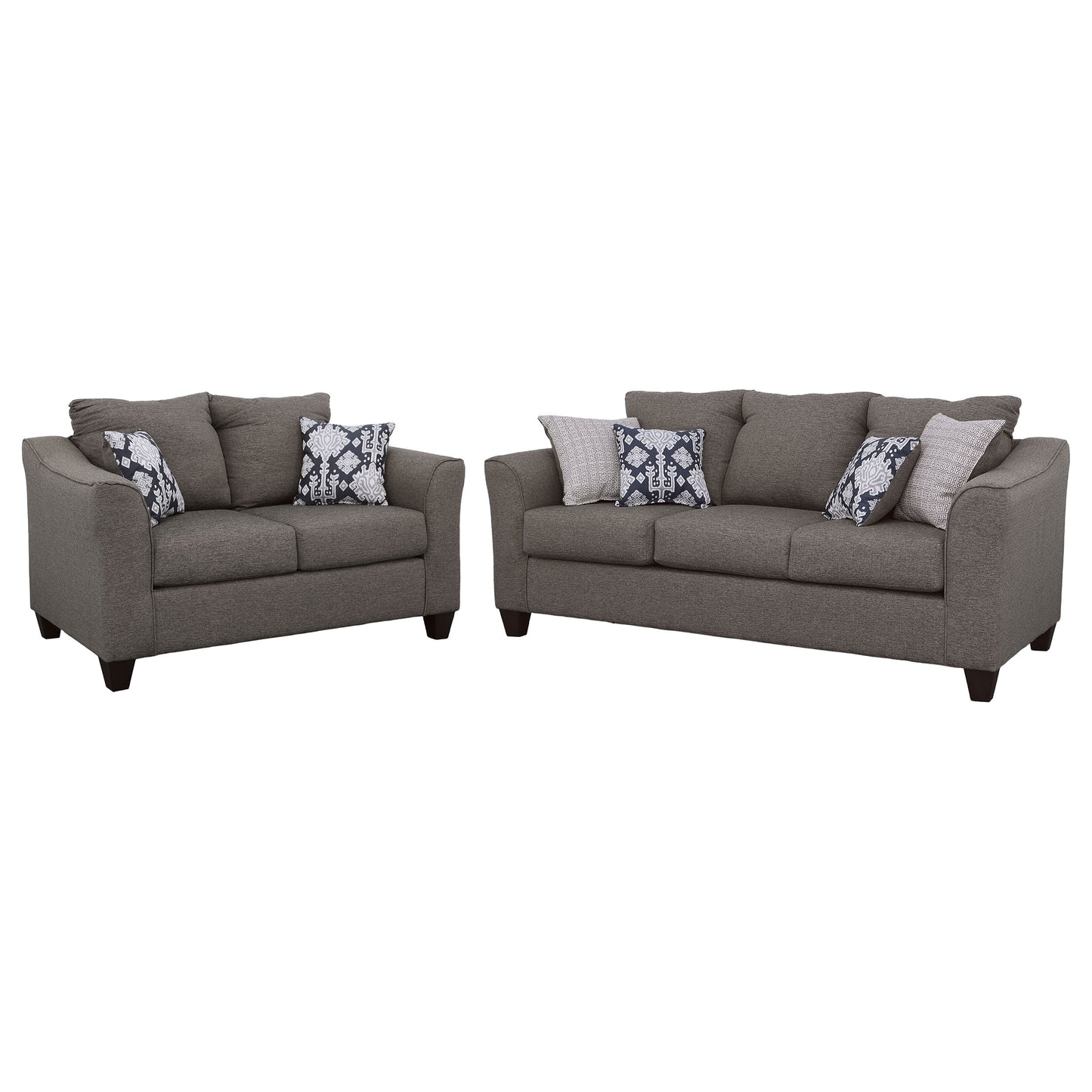 Salizar 2-piece Upholstered Flared Arm Sofa Set Grey
