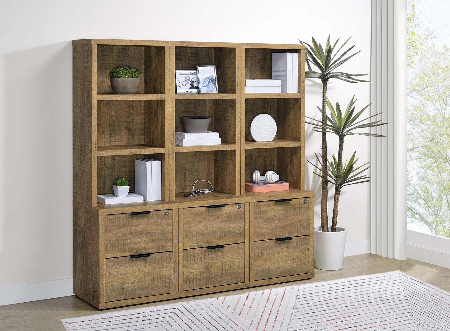 Westpark 3-piece Wall Unit Bookcase Set with USB Mango