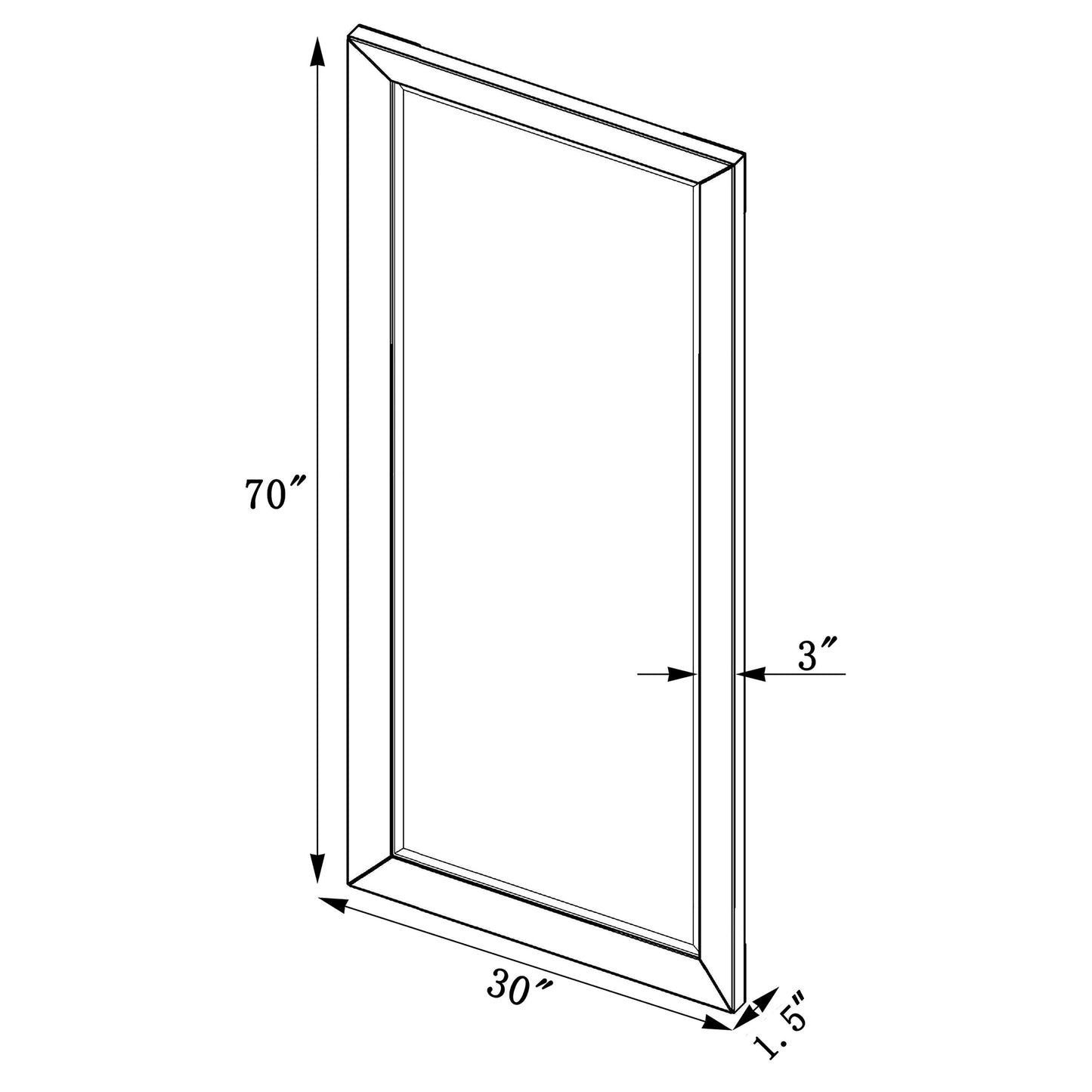 Barnett 30 x 70 Inch Full Length Floor or Wall Mirror Silver