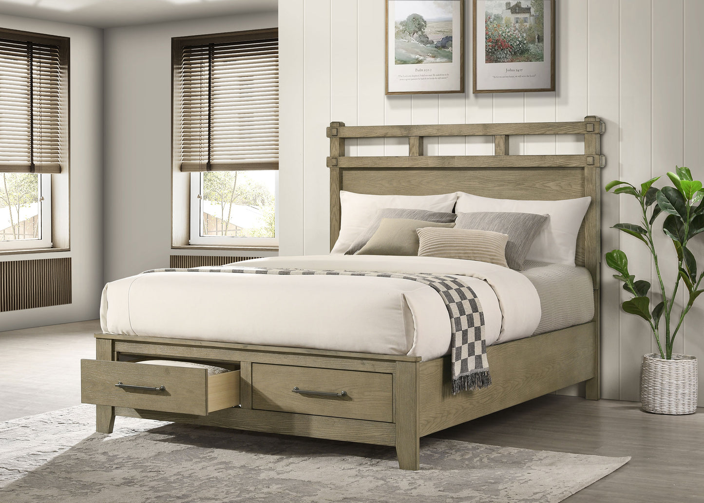 Hazlewood 59-inch Queen Panel Storage Bed Vineyard Oak
