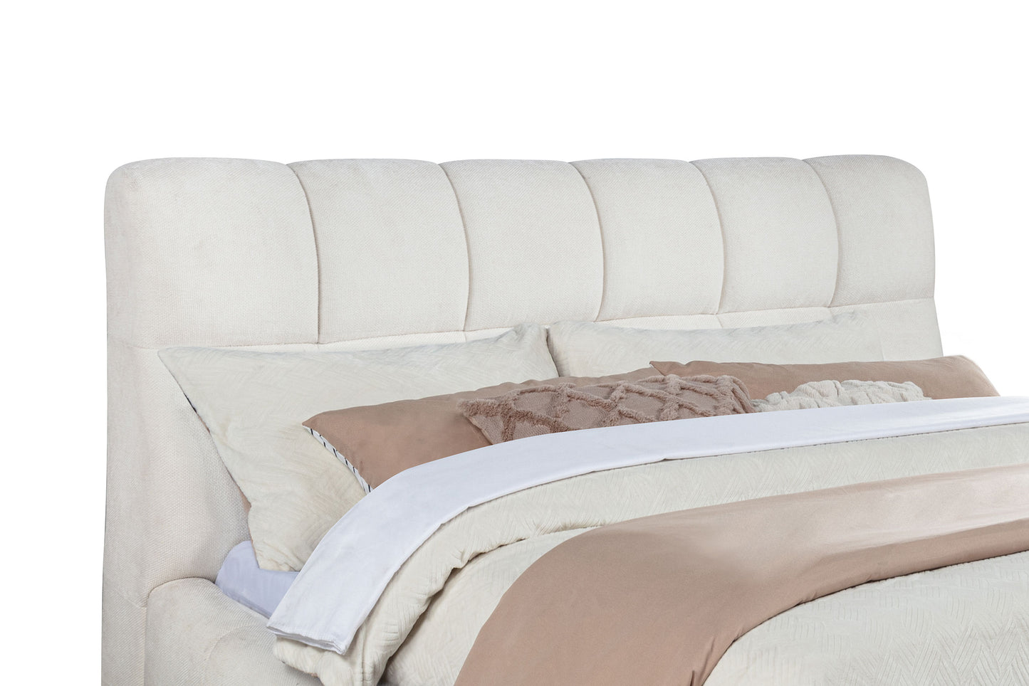 Nollet 48-inch Upholstered Queen Panel Platform Bed Cream
