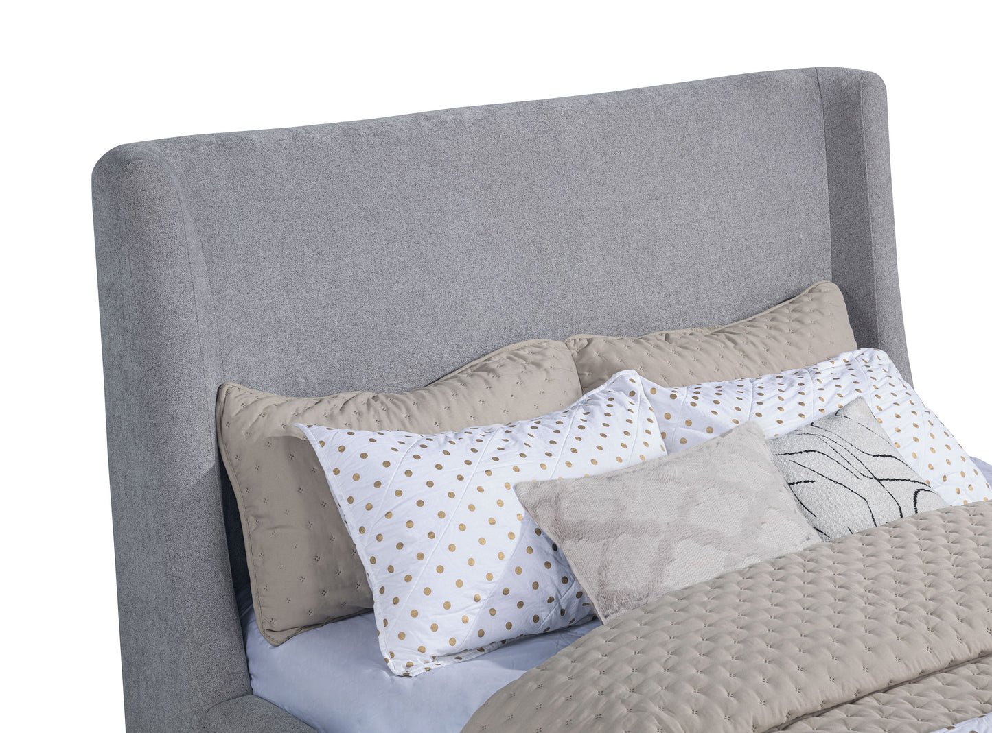 Rennes Upholstered Queen Wingback Platform Bed Grey