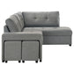 Roanne Fabric Upholstered Sleeper Sectional Sofa Grey