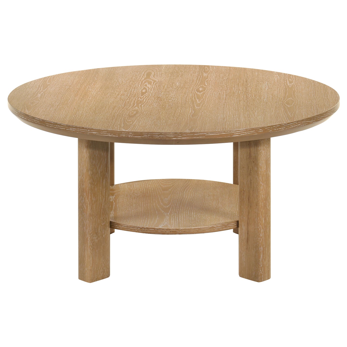 Ottowa 36-inch Round Wood Cocktail Coffee Table Washed Oak