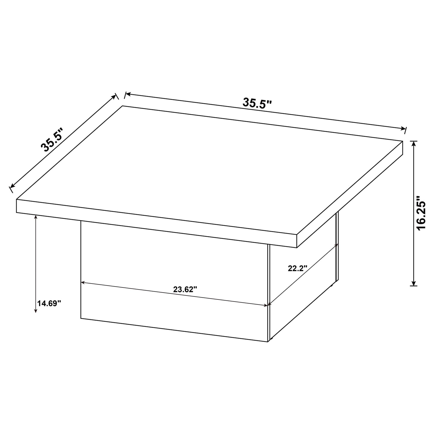 Devar 2-piece Square Cocktail Coffee End Table Set Black