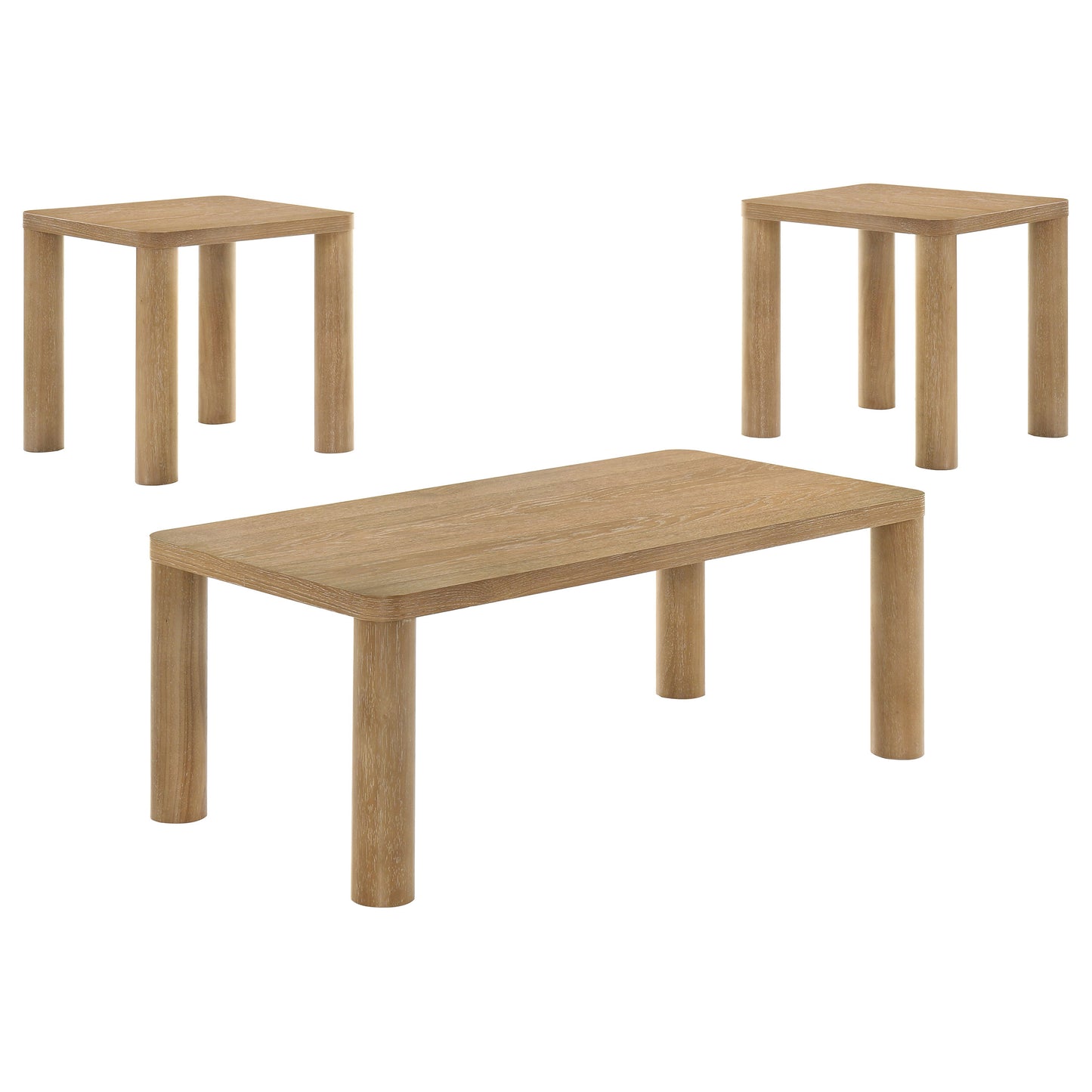 Castlewood 3-piece Cocktail Coffee Table Set Washed Oak