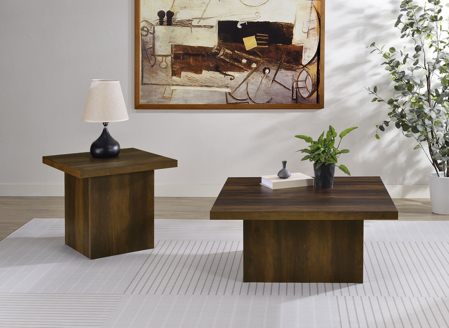 Devar Square Engineered Wood Cocktail Coffee Table Dark Pine
