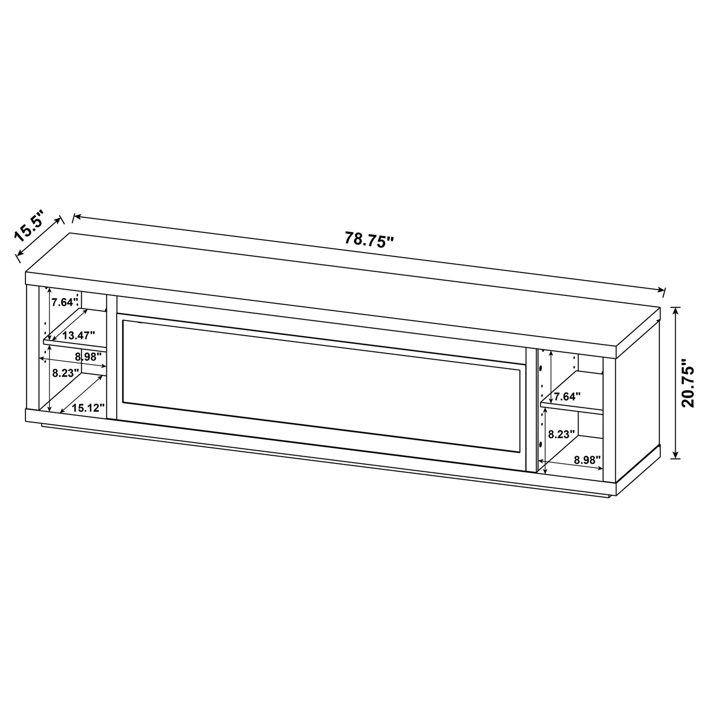 Deiter 79-inch TV Stand Fireplace Media Console Black