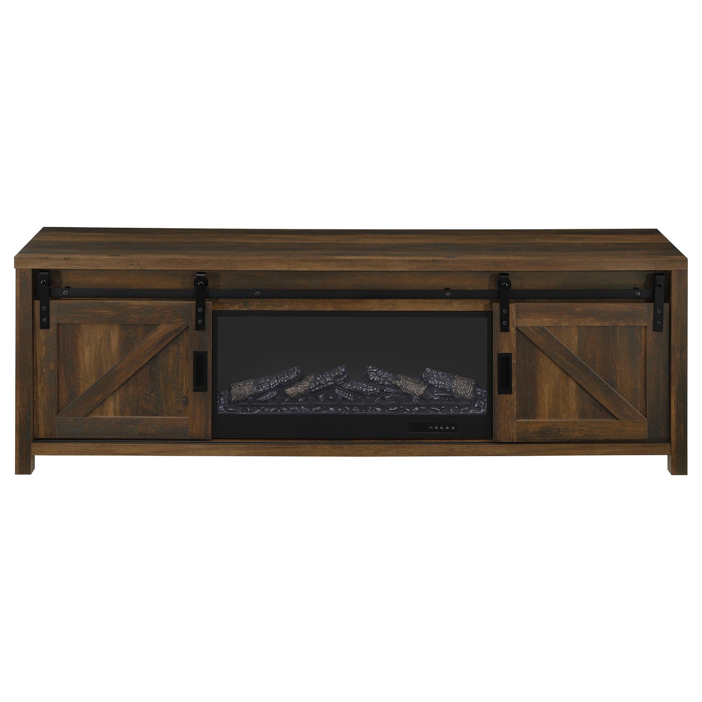 Enfield 71-inch TV Stand Fireplace Media Console Dark Pine