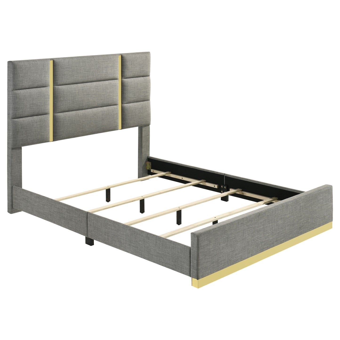 Ines 4-piece Eastern King Bedroom Set Grey and White High Gloss
