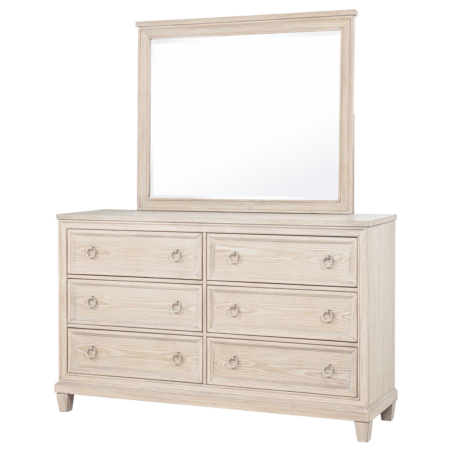 Pembroke 6-drawer Bedroom Dresser with Mirror Washed Oak