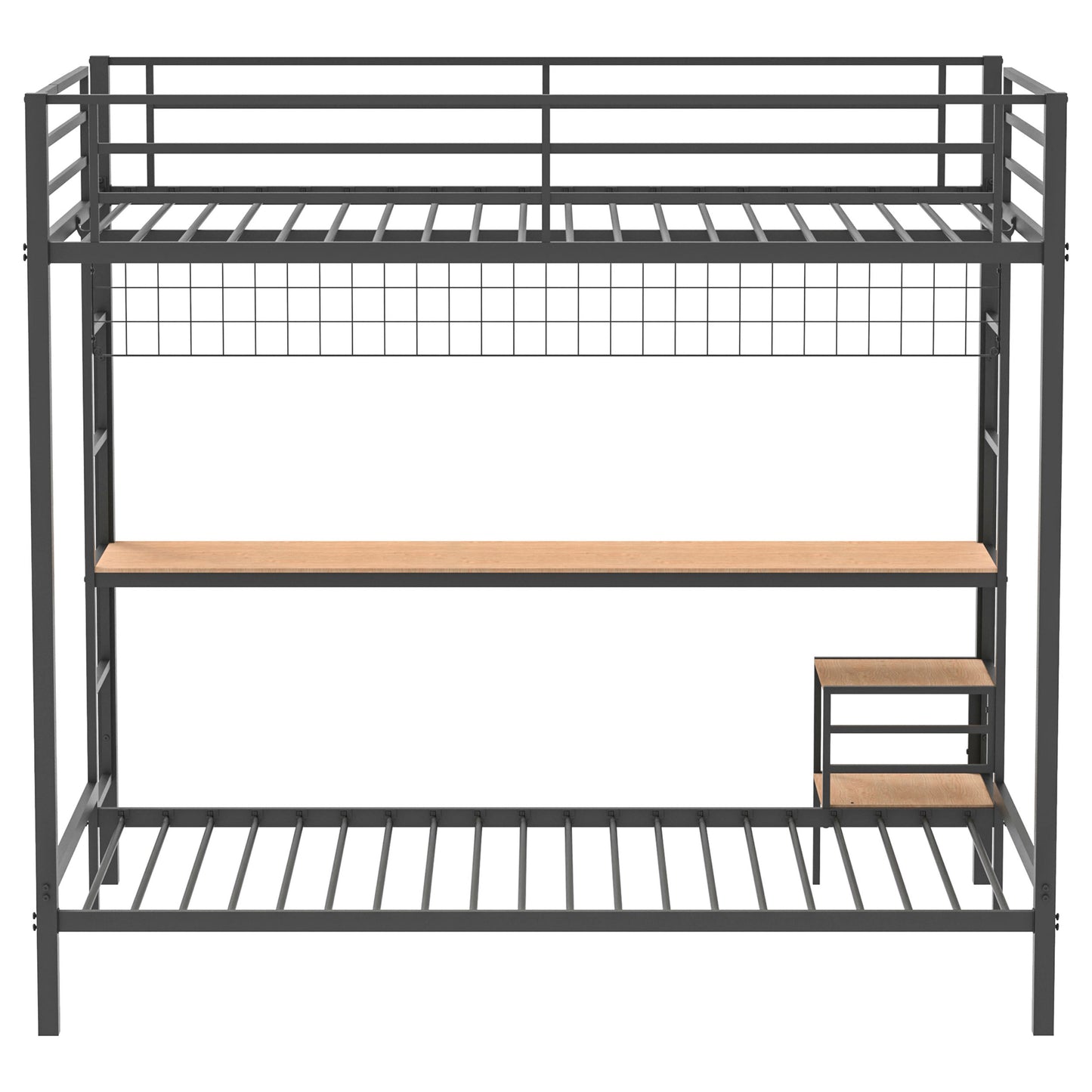 Campus Metal Full Over Twin Workstation Bunk Bed Matte Black