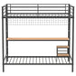 Campus Metal Full Over Twin Workstation Bunk Bed Matte Black