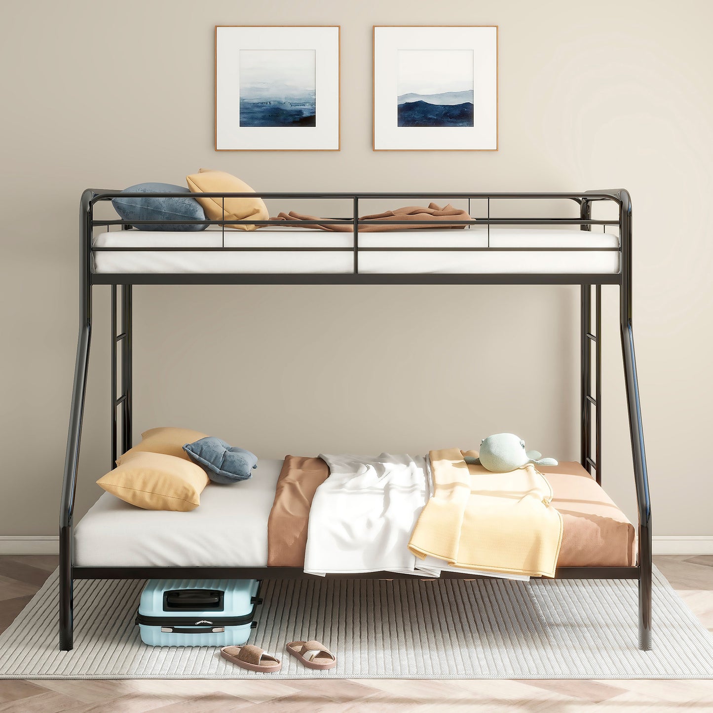 Carson Metal Twin Over Full Bunk Bed Glossy Black